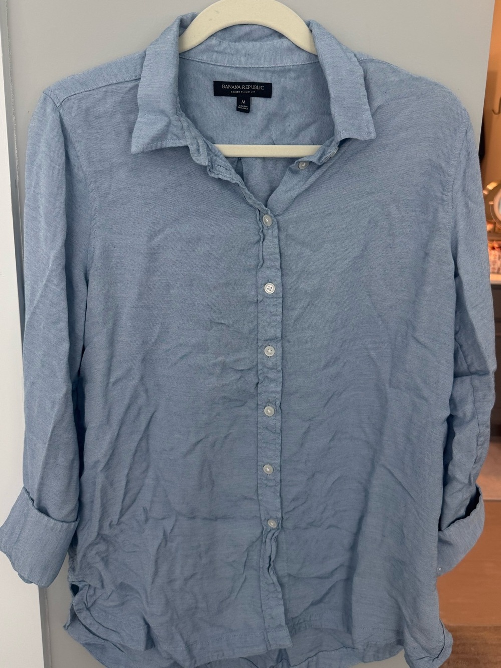 Banana Republic Men's Pale Blue Casual Button-Down Shirt